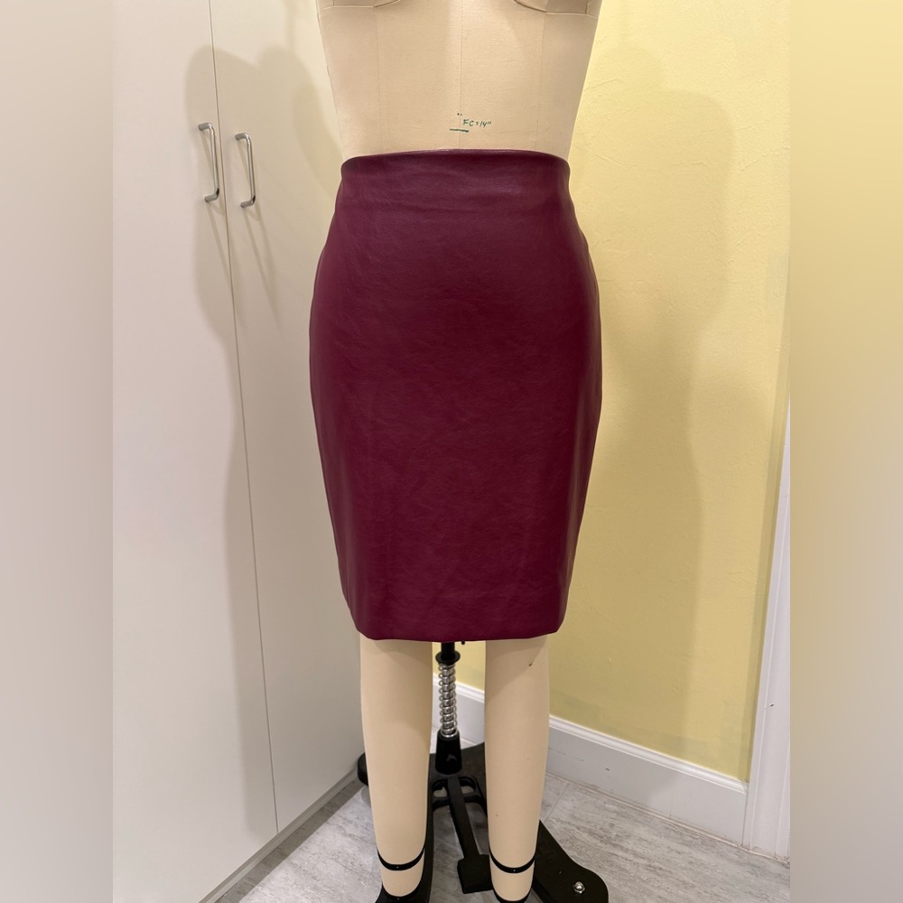 J Crew Burgundy Faux Leather Skirt